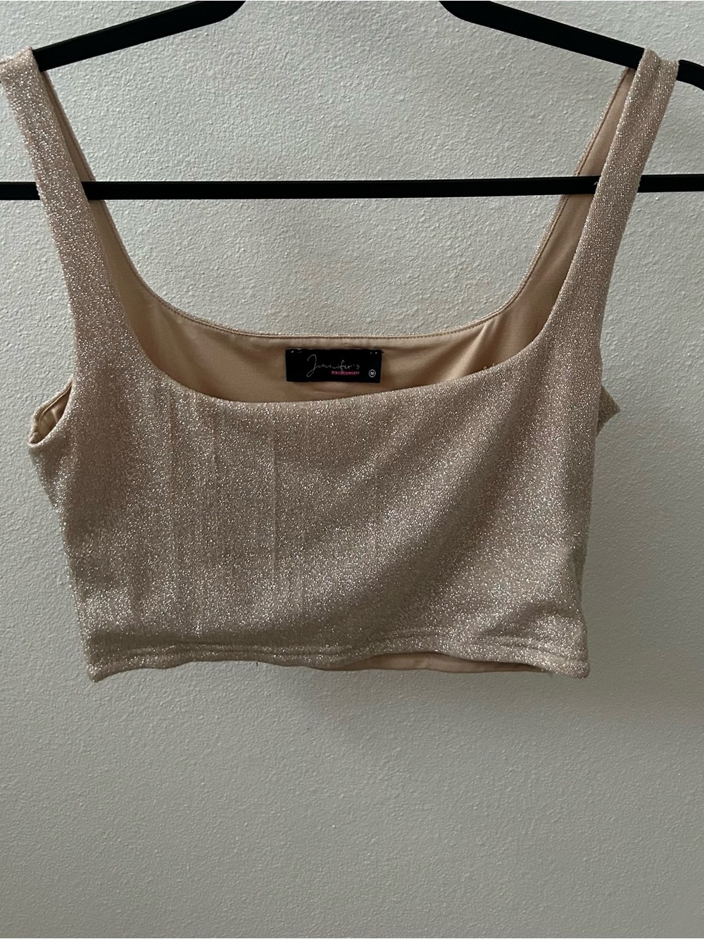 Jennifer’s Collection Shimmery Beige Crop Tank Top